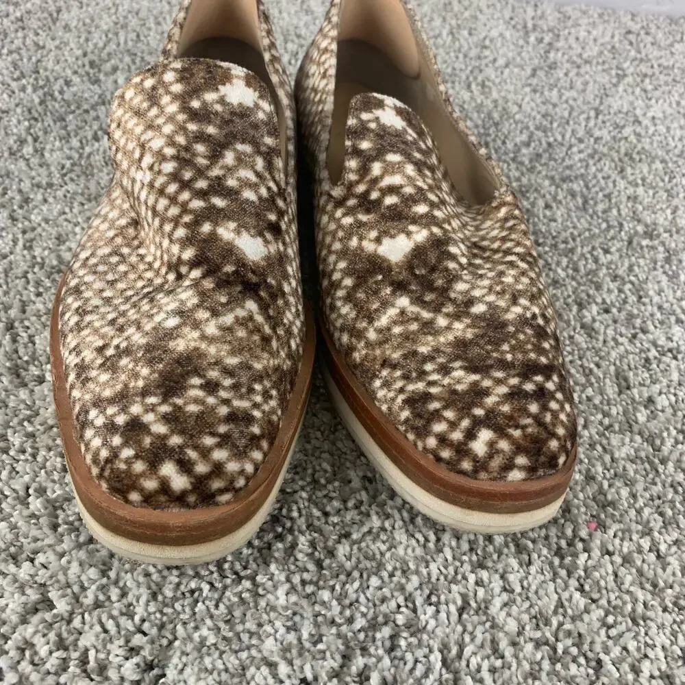 Free People Loafer Womens Size 8.5 Brown Snake Print Velvet Platform